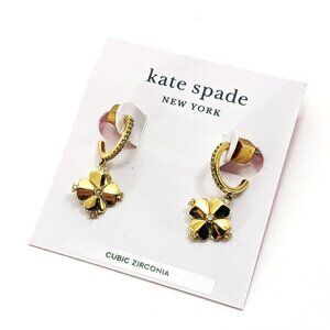 Kate Spade Legacy Logo Spade Flower Huggies Earrings